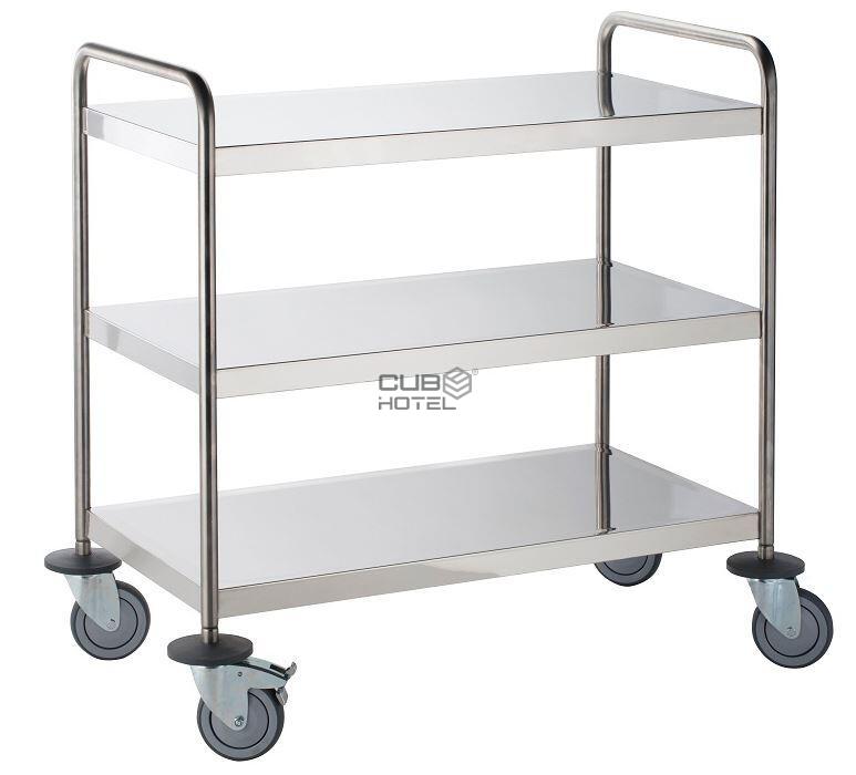 Stainless Steel Catering Trolley 3 Trays Large